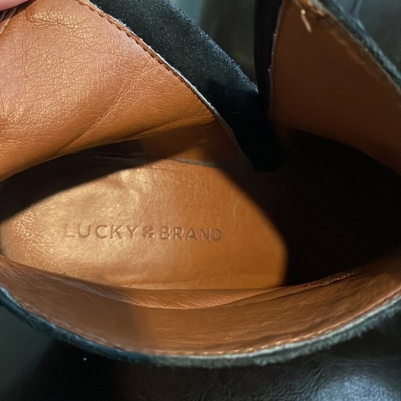 Women's Lucky Brand Leather And Suede Heeled Booties Size 9 - Picture 8 of 13